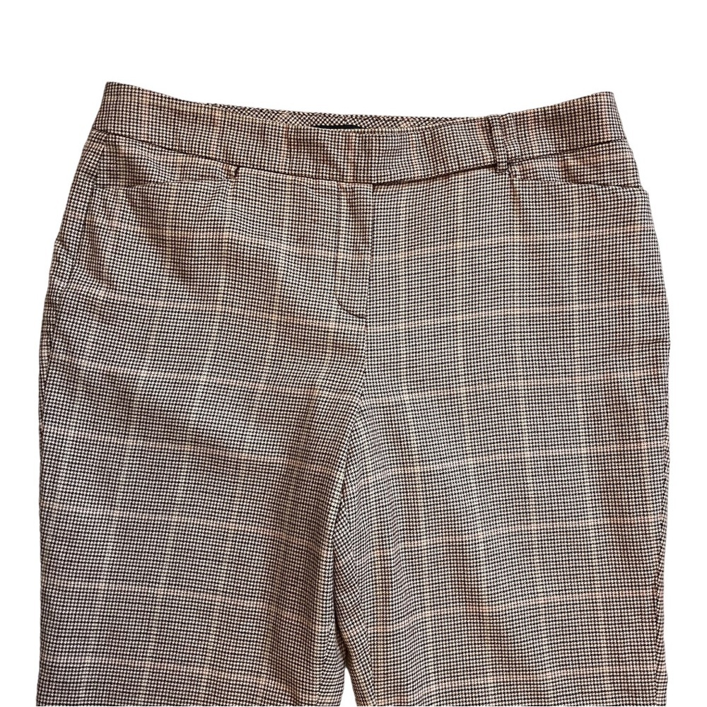 Talbots Signature Flare Wool Window Pane Plaid Wide Leg Trousers - Picture 2 of 14